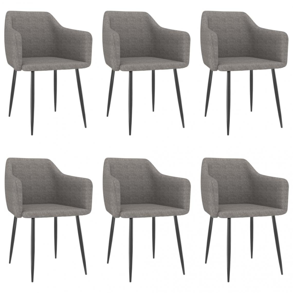 Decoshop26 - Lot de 6 chaises de salle à manger cuisine design moderne tissu gris clair CDS022415 - Chaises
