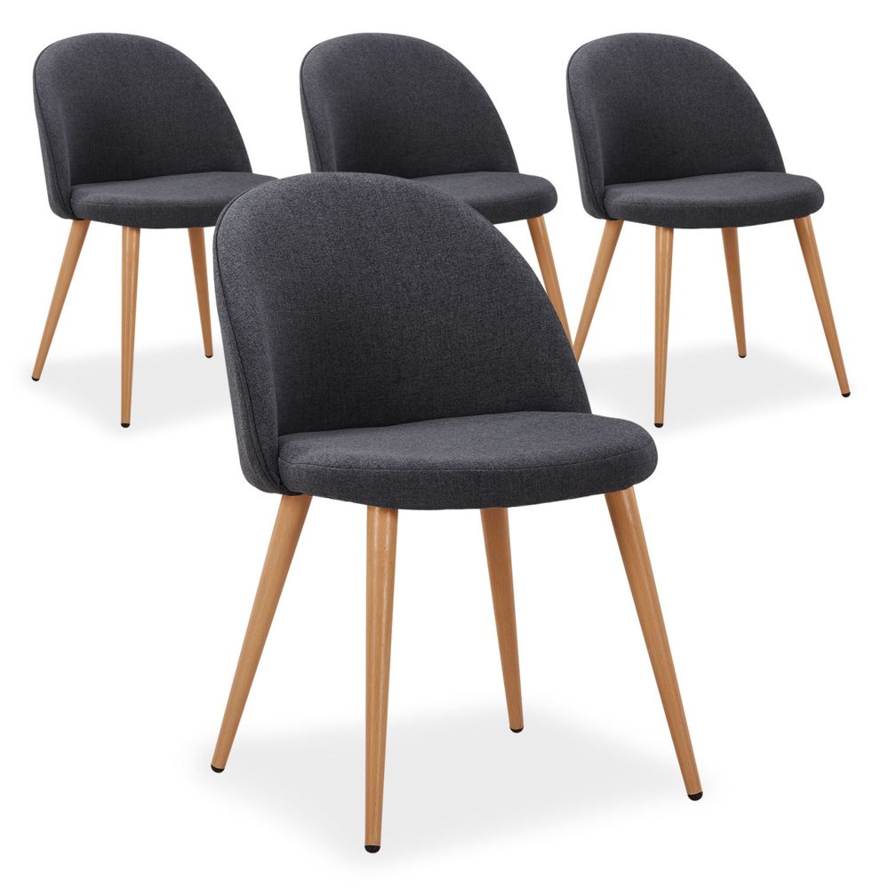 MENZZO - Lot de 4 chaises scandinaves Maury Gris Foncé - Chaises