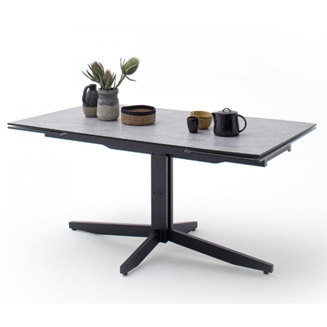Pegane - Table à manger extensible en métal et verre aspect béton - L.160-240 x H.76 x P.90 cm - Tables à manger
