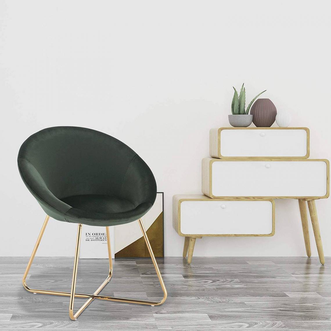 MercatoXL - modèle vert foncé - Ensemble de 2 chaise de cuisine en jambes de velours et de métal - Tables à manger