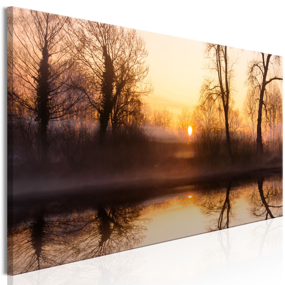 Bimago - Tableau - Winter Sunset (1 Part) Narrow - Décoration, image, art | Paysages | Levers et couchers de soleil | - Tableaux, peintures