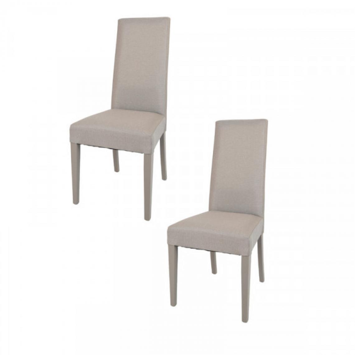 Dansmamaison - Duo de chaises tissu Taupe - PISE - L 54 x l 46 x H 99 cm - Chaises