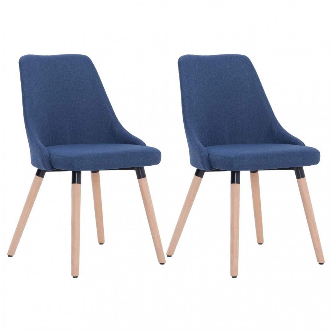Decoshop26 - Lot de 2 chaises de salle à manger cuisine design classique tissu bleu CDS020231 - Chaises