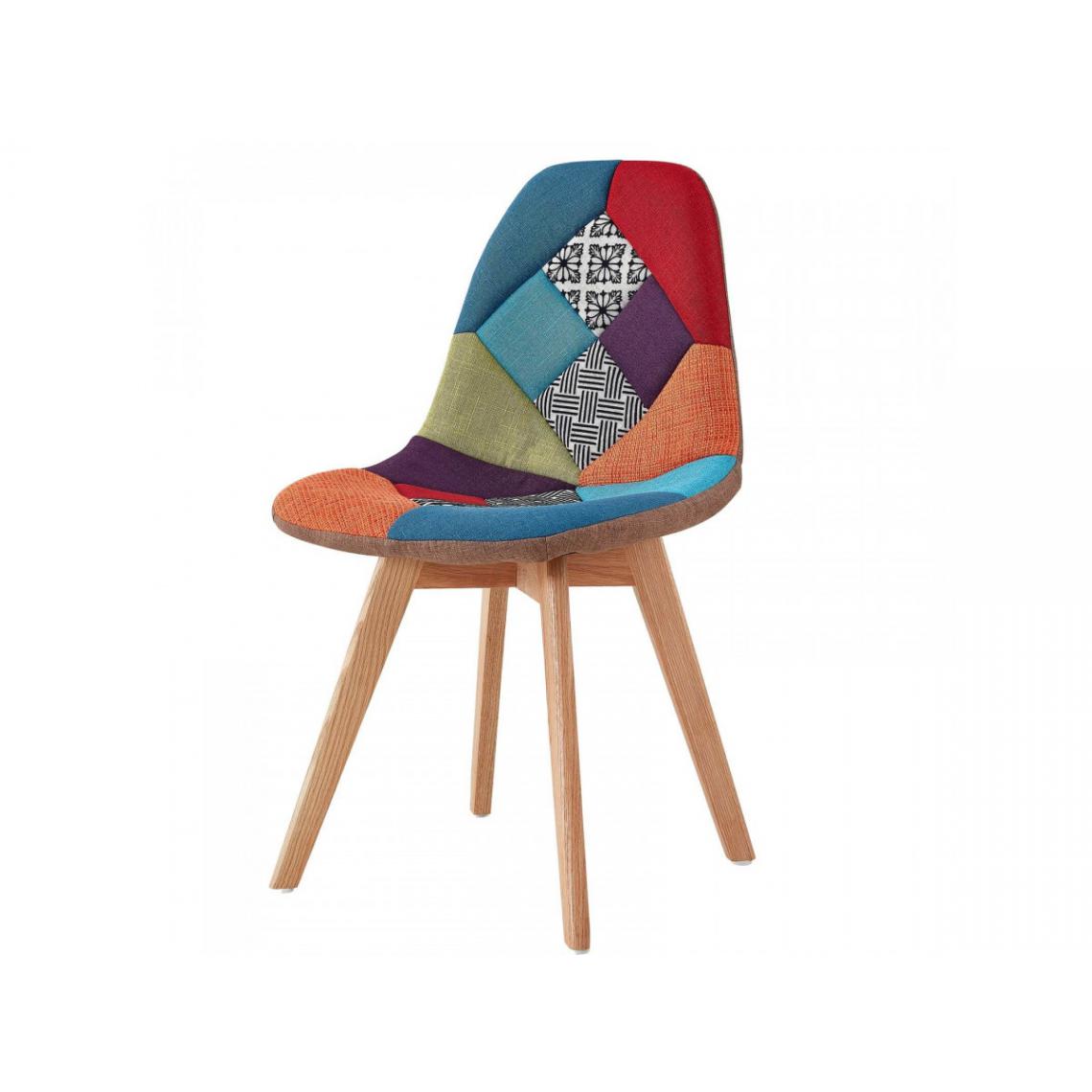 Bobochic - BOBOCHIC Chaise en tissu patchwork multicolore n°2 MARIUS - Chaises