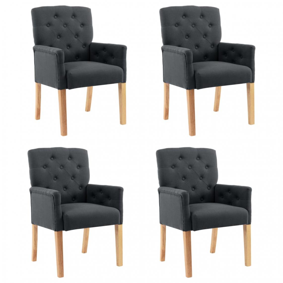 Icaverne - Inedit Fauteuils et chaises categorie Brasilia Chaises de salle à manger avec accoudoirs 4 pcs Gris Tissu - Chaises