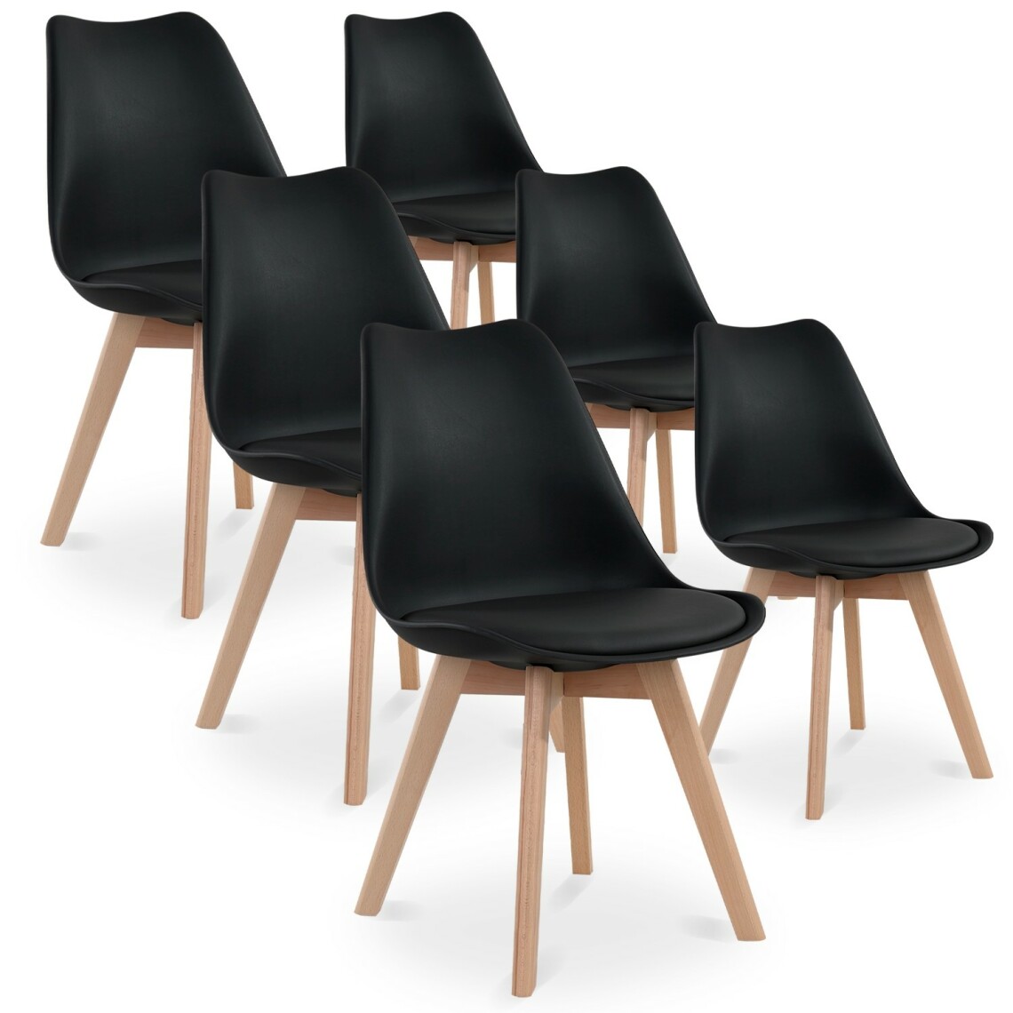 marque generique - Lot de 6 chaises style scandinave Catherina Noir - Chaises