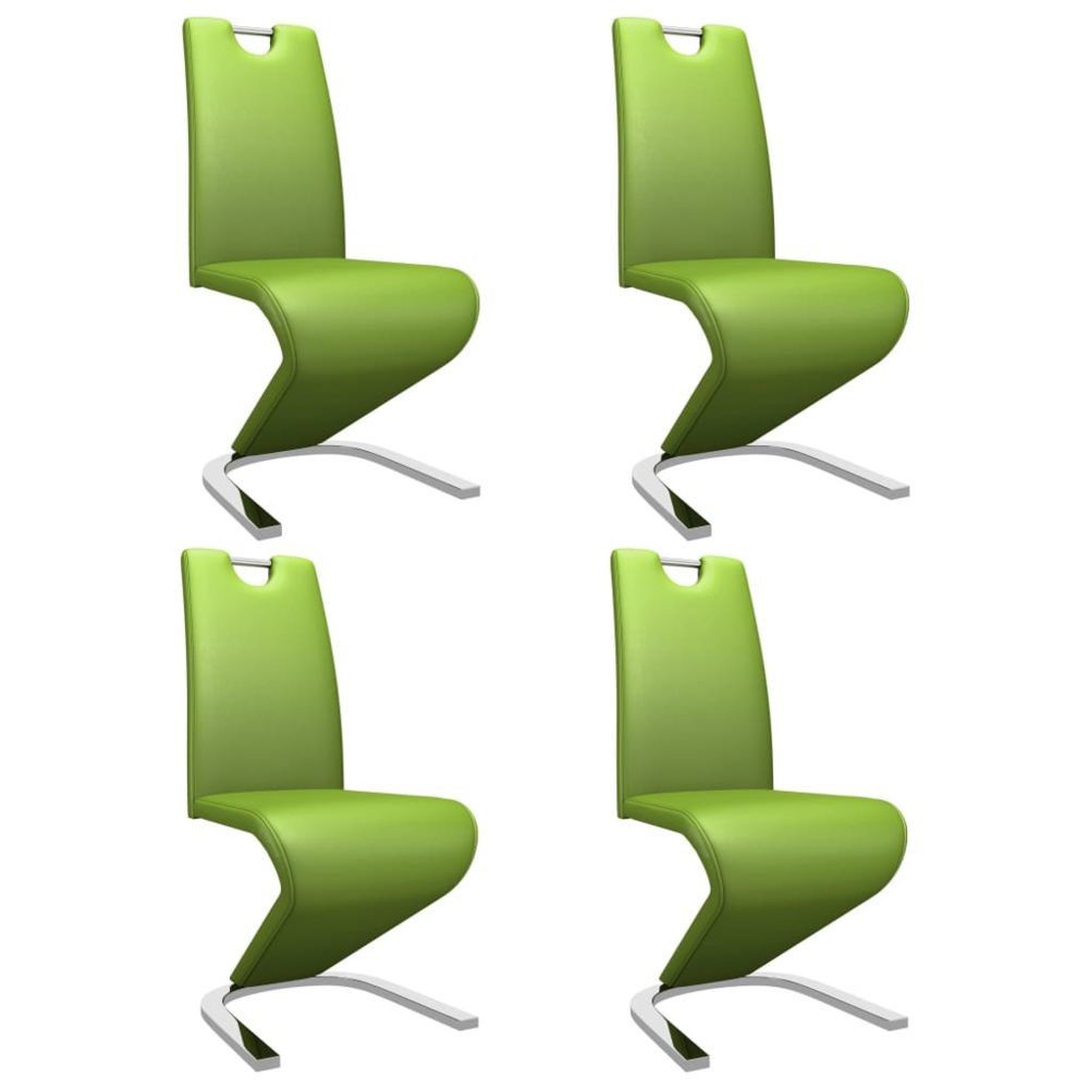 Uco - UCO Chaises à dîner avec forme de zigzag 4 pcs Vert Similicuir - Chaises