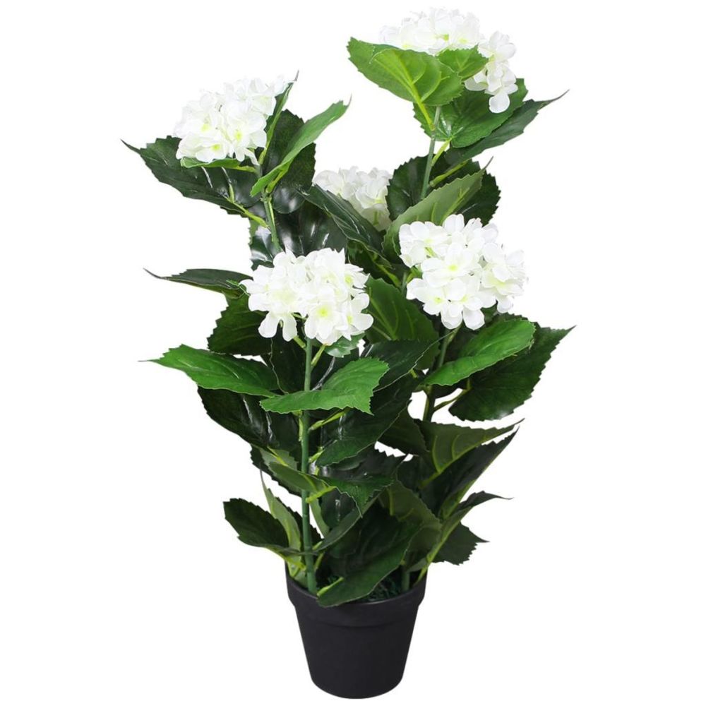 Vidaxl - vidaXL Plante hortensia artificielle avec pot 60 cm Blanc - Plantes et fleurs artificielles