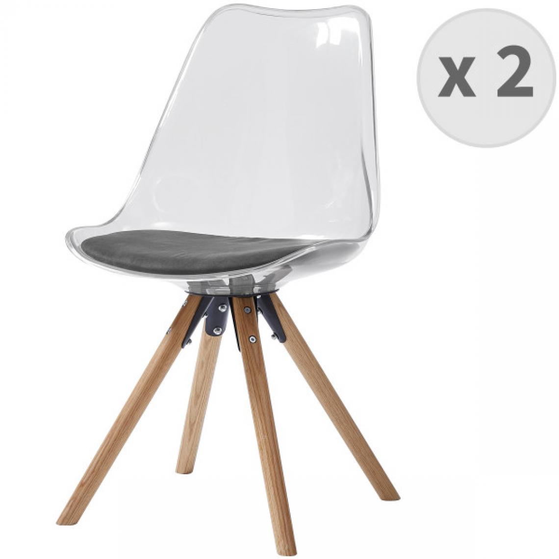 Moloo - ICE-Chaise design polycarbonate pieds chêne (x2) - Chaises