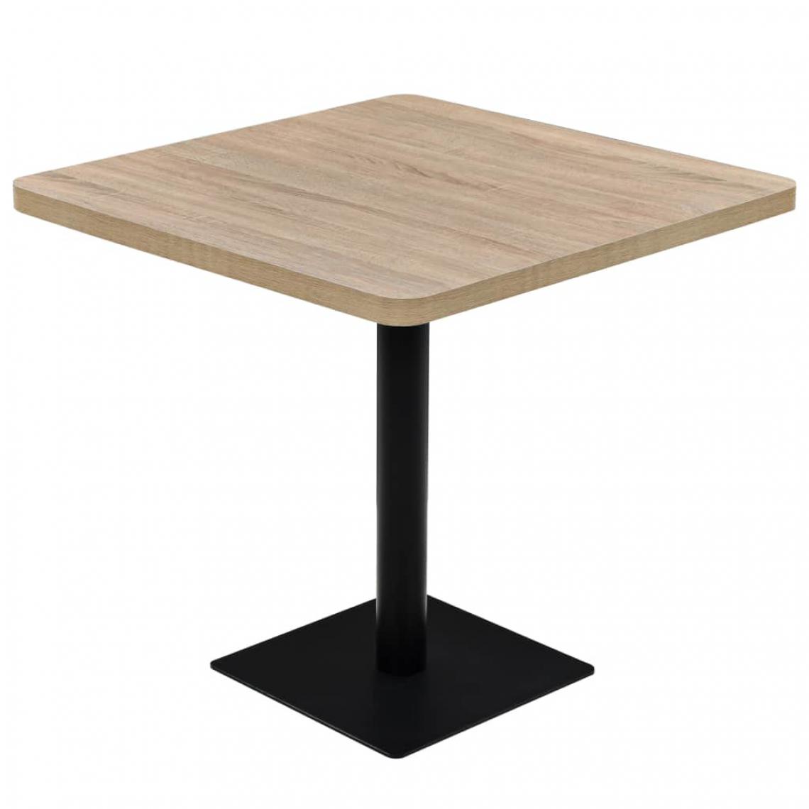 Chunhelife - Table de bistro MDF et acier Carré 80x80x75 cm Couleur de chêne - Tables à manger
