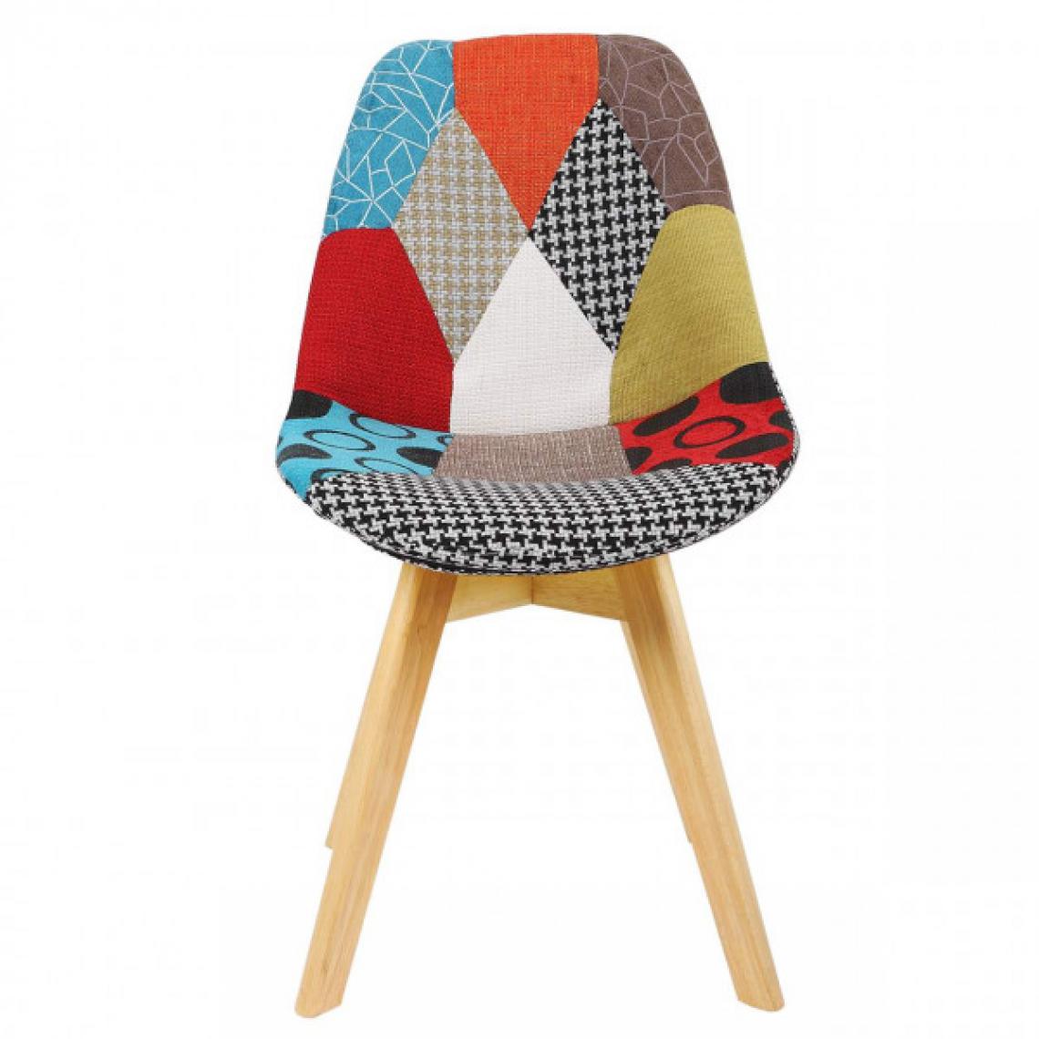 MercatoXL - chaise de salle en bois avec le modèle de couverture de toile multicolore - Tables à manger