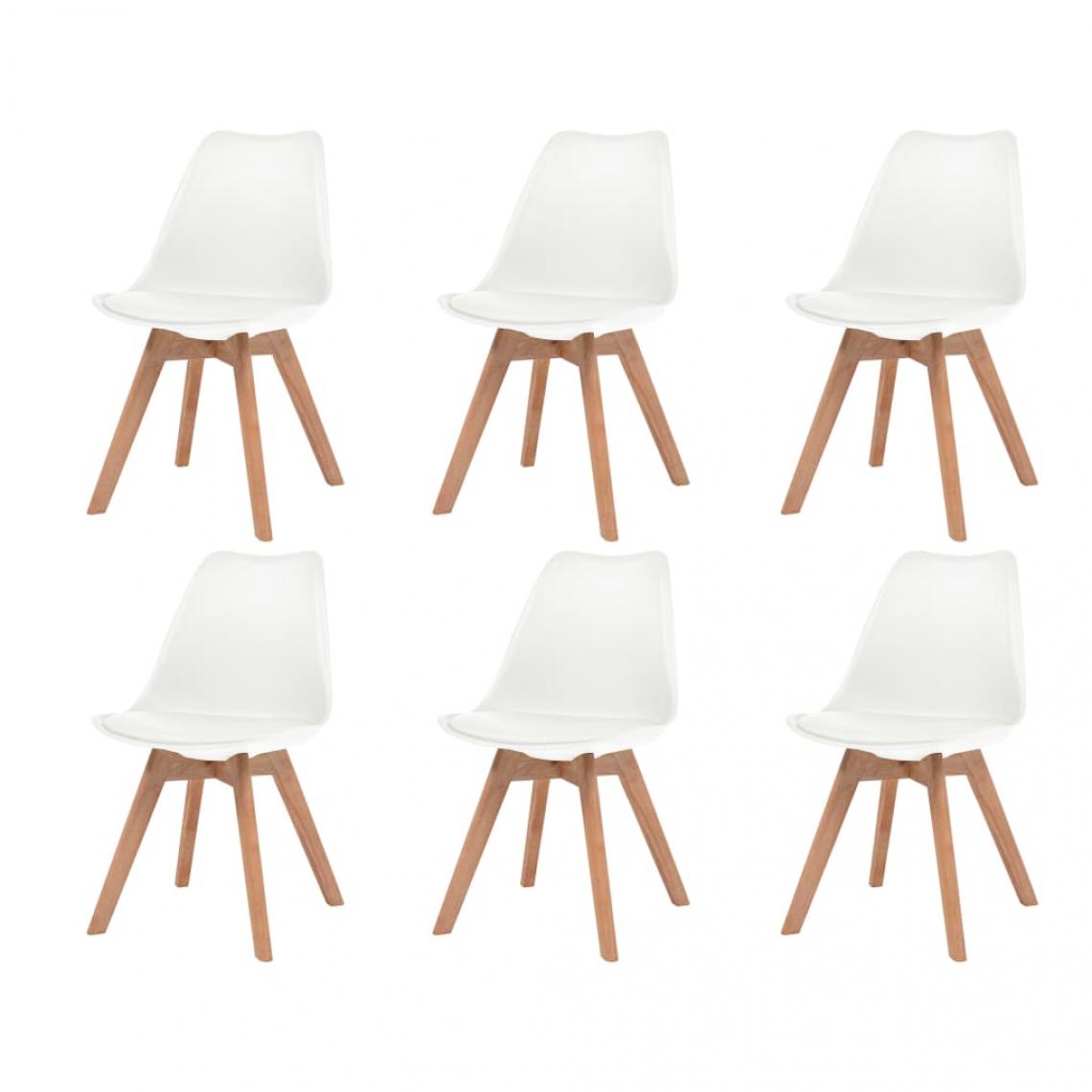 Decoshop26 - Lot de 6 chaises de salle à manger cuisine design scandinave en similicuir blanc CDS022178 - Chaises
