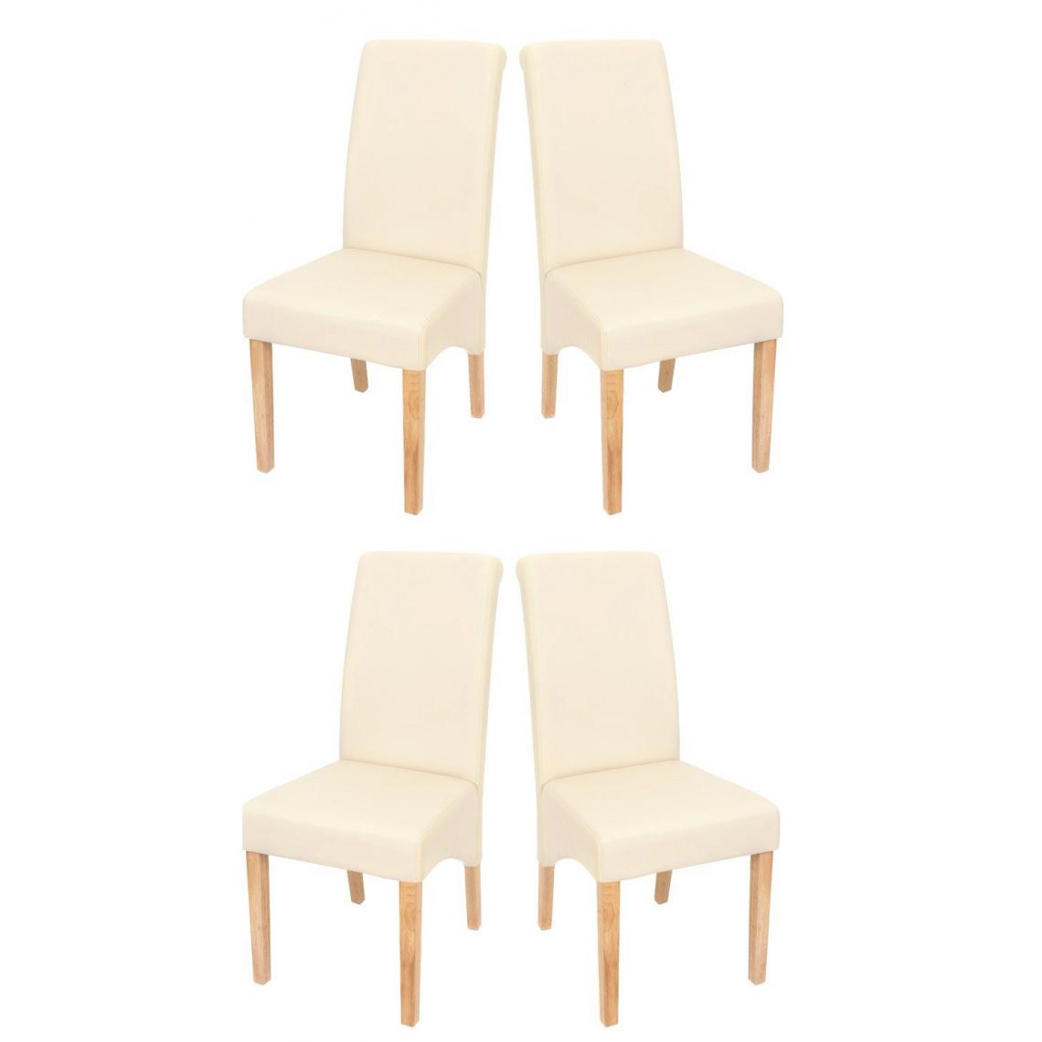 Decoshop26 - Set de 4 chaises de salle à manger en simili-cuir crème mat pieds clairs CDS04126 - Chaises