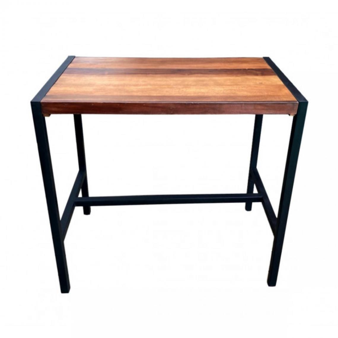 Mathi Design - Table haute rectangulaire acier et bois - Tables à manger