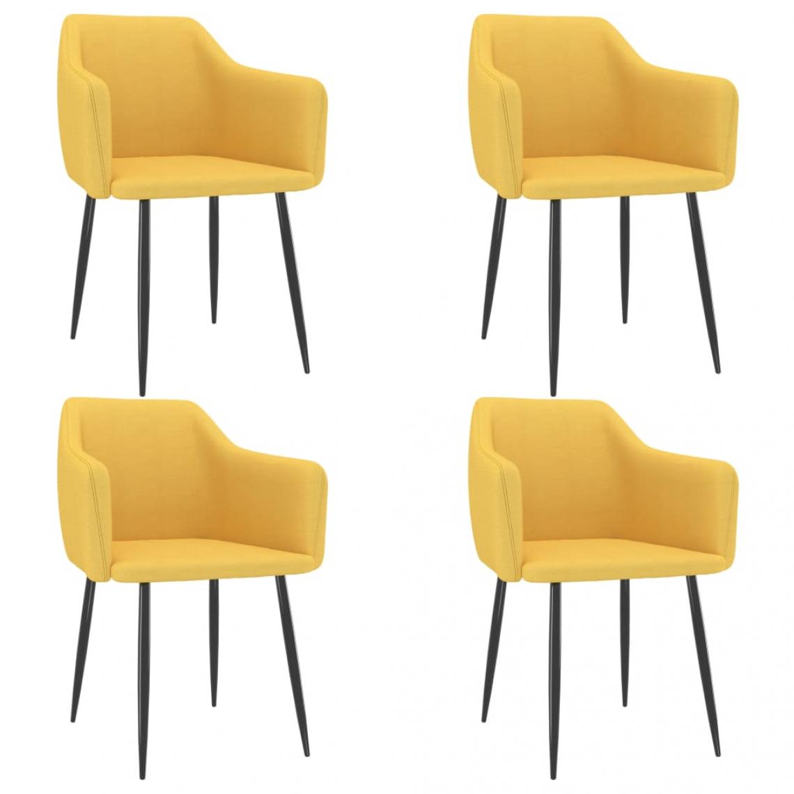 Decoshop26 - Lot de 4 chaises de salle à manger cuisine design moderne tissu jaune CDS021653 - Chaises