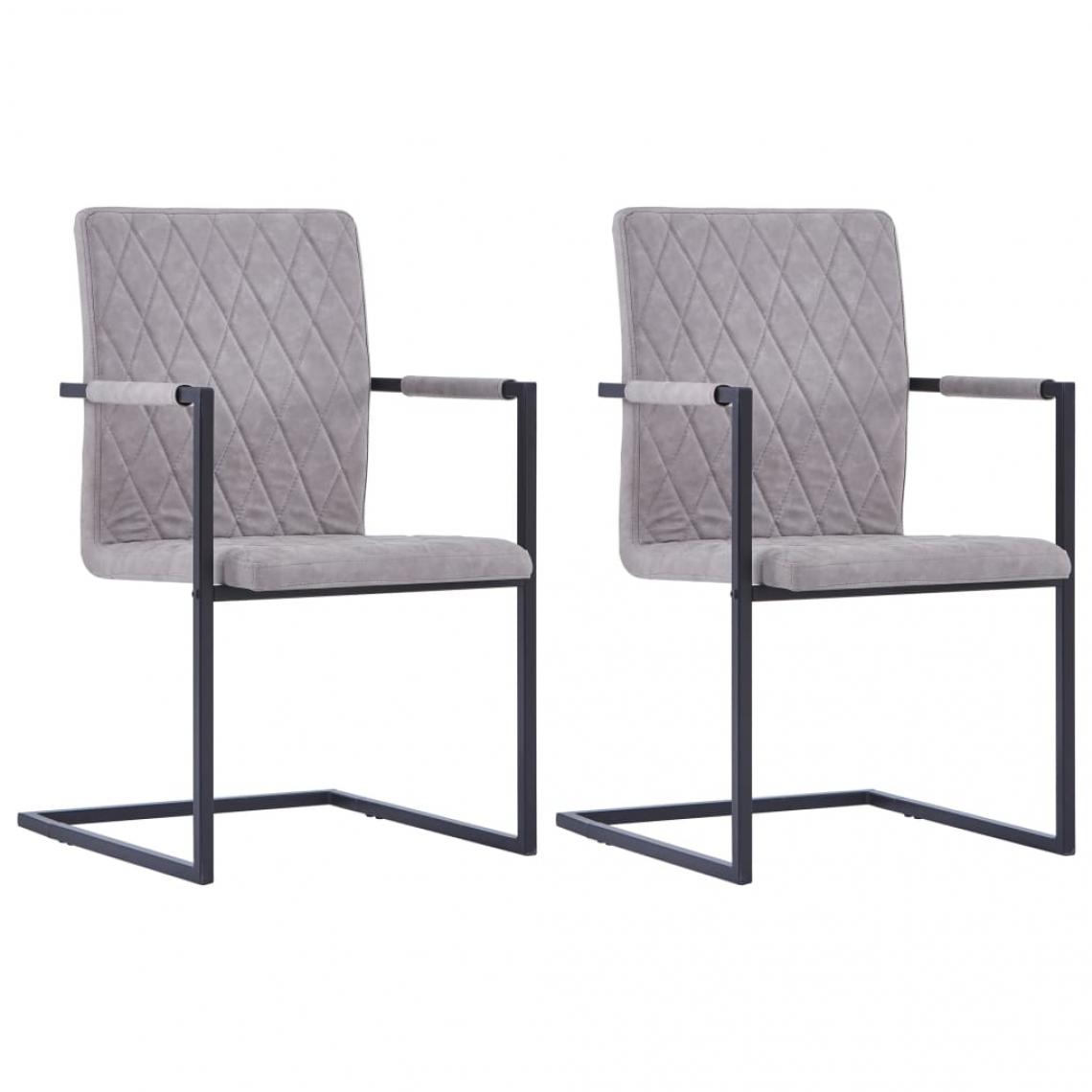Decoshop26 - Lot de 2 chaises de salle à manger cuisine cantilever design moderne similicuir gris clair CDS020319 - Chaises