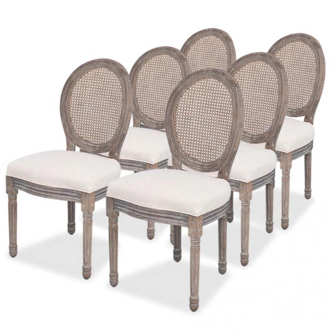 Decoshop26 - Lot de 6 chaises de salle à manger cuisine design classique tissu crème CDS022368 - Chaises