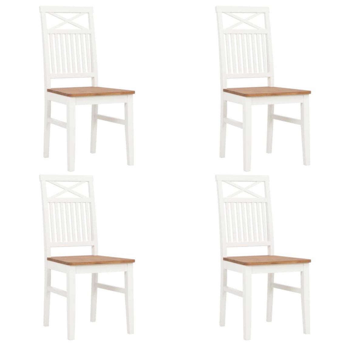 Icaverne - Chic Fauteuils et chaises Alofi Chaises de salle à manger 4 pcs Blanc Bois de chêne solide - Chaises