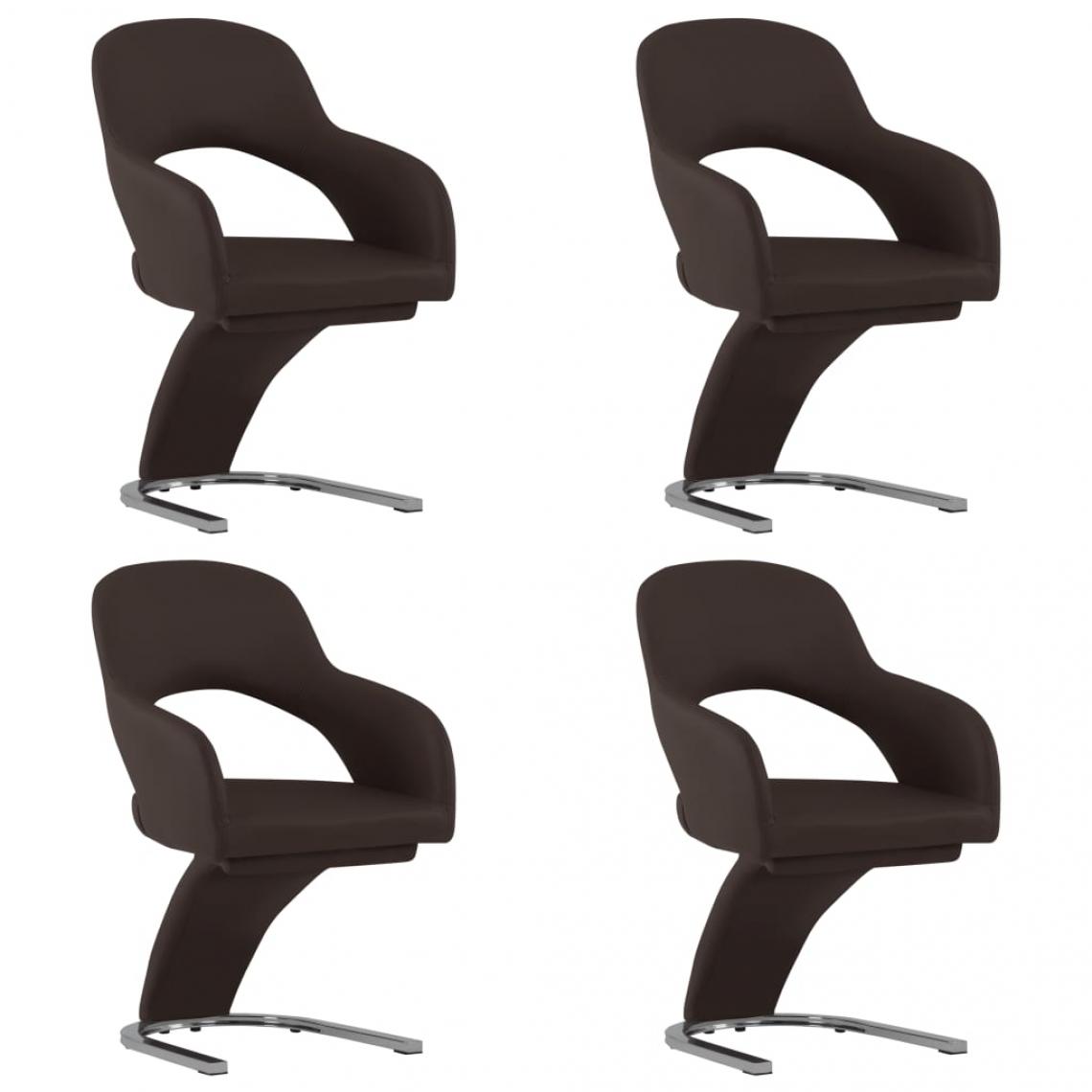 Decoshop26 - Lot de 4 chaises de salle à manger cuisine design moderne similicuir marron CDS021722 - Chaises