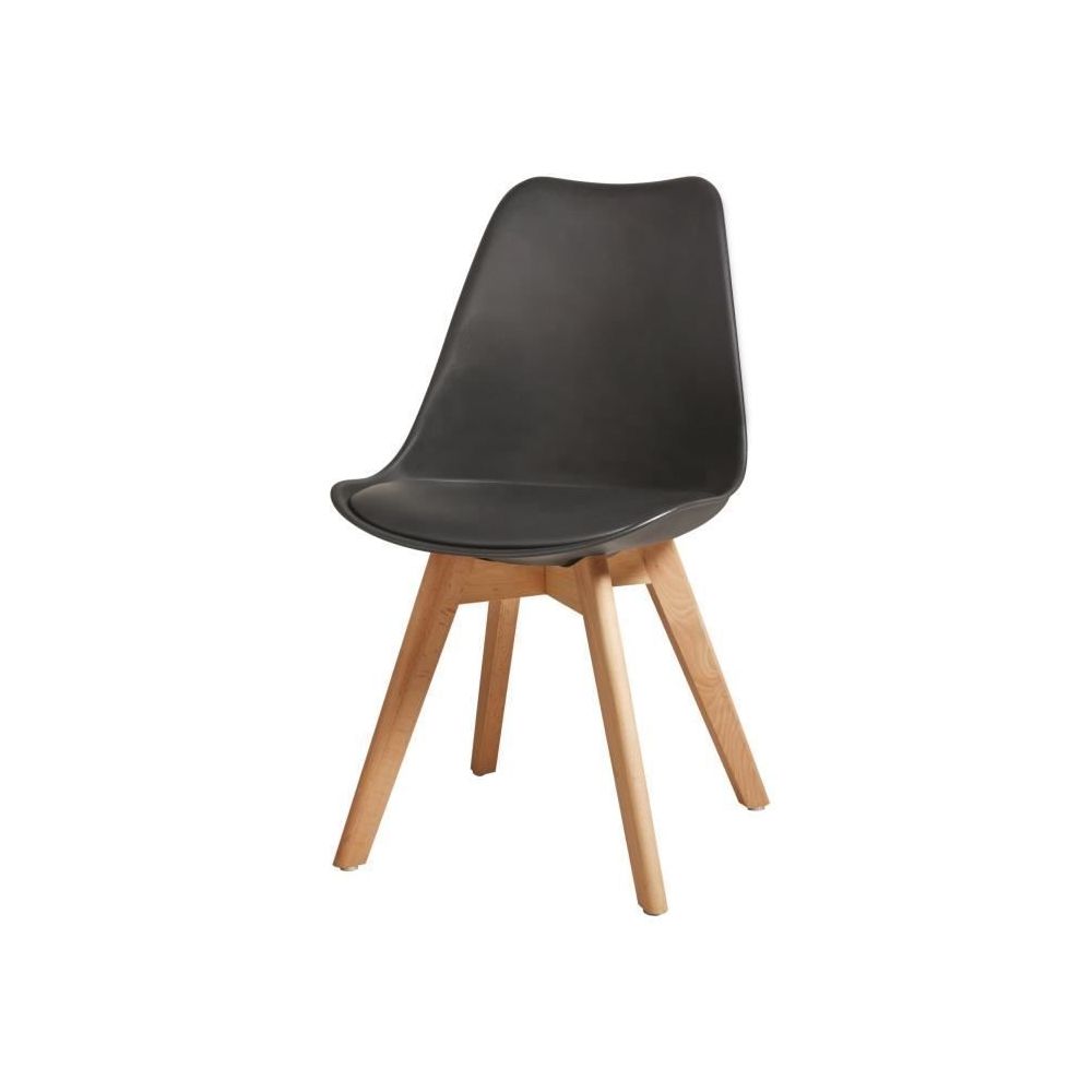 marque generique - CHAISE BJORN Lot de 4 chaises de salle a manger - Simili noir - Scandinave - L 49 x P 56 cm - Chaises