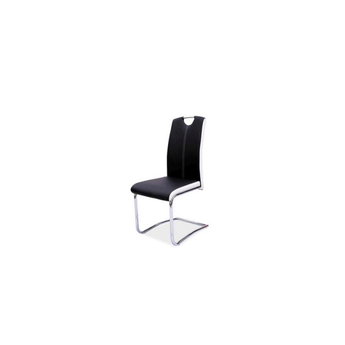 Hucoco - STROVA | Chaise moderne avec base chromée salon/salle à manger | Dimensions : 101x45x44 cm | Rembourrage en cuir écologique - Noir - Chaises