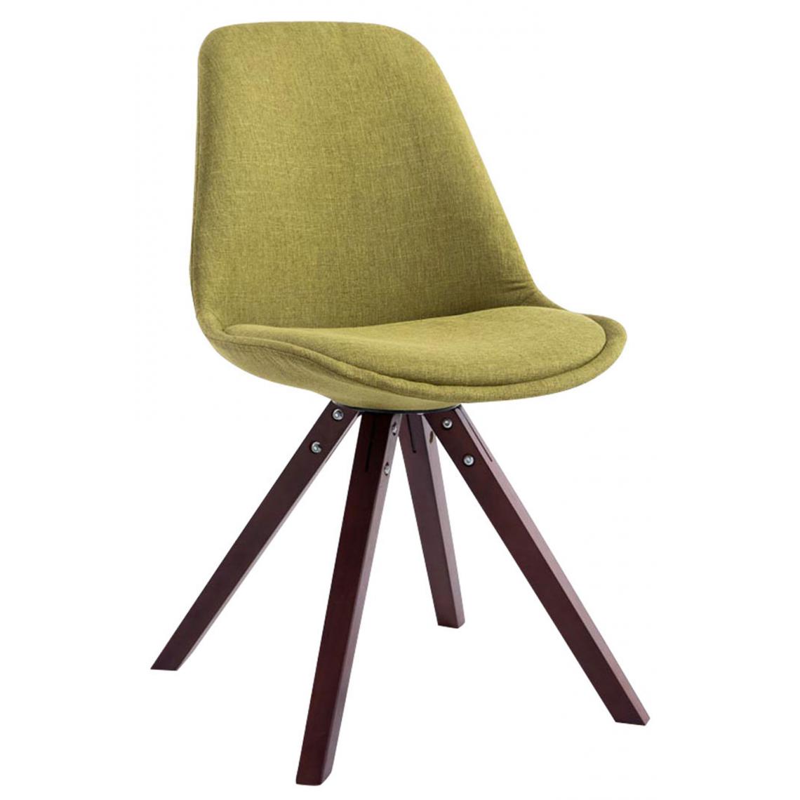 Icaverne - Superbe Chaise visiteur selection Katmandou tissu carré cappuccino (chêne) couleur vert - Chaises