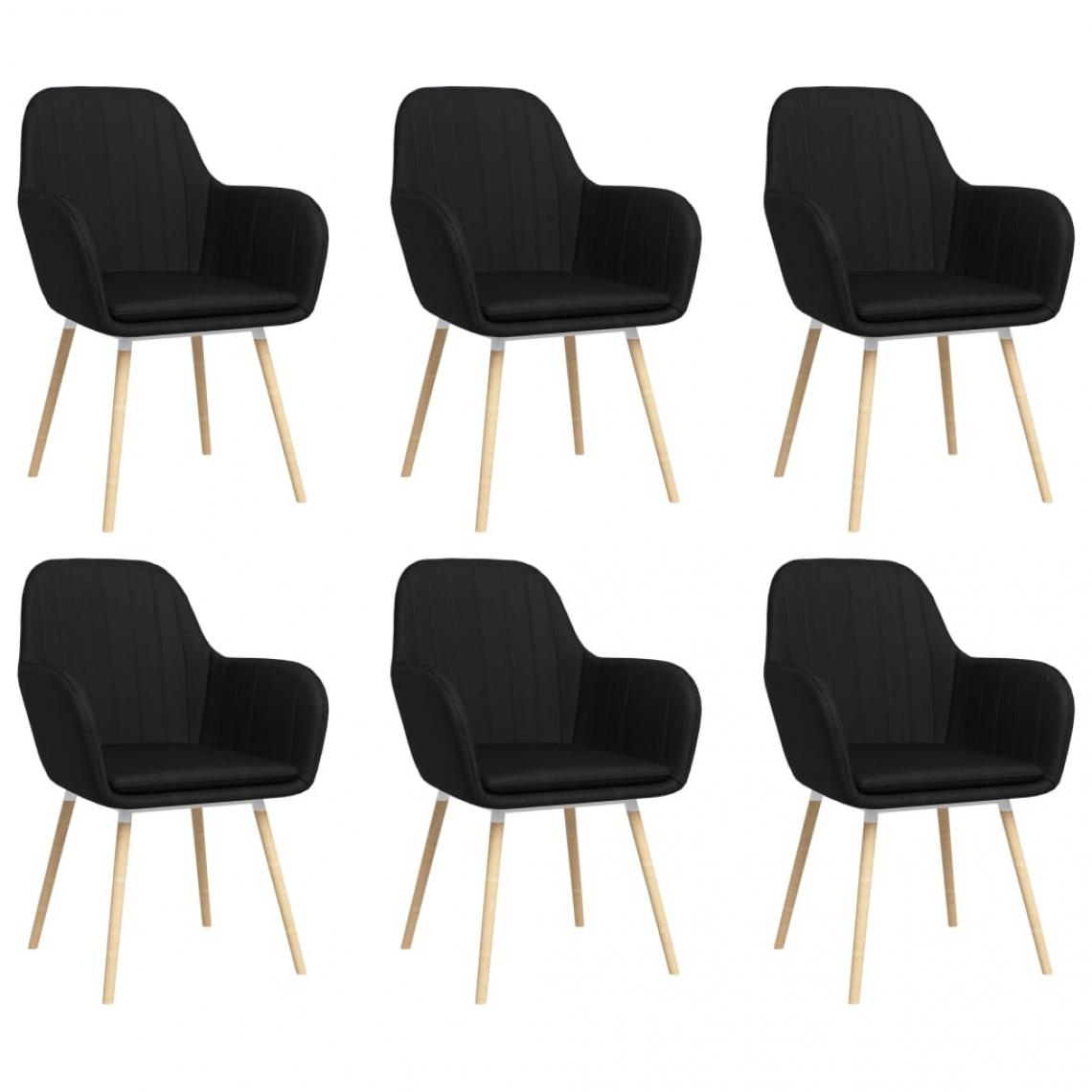 Decoshop26 - Lot de 6 chaises de salle à manger cuisine avec accoudoirs design élégant tissu noir CDS022135 - Chaises