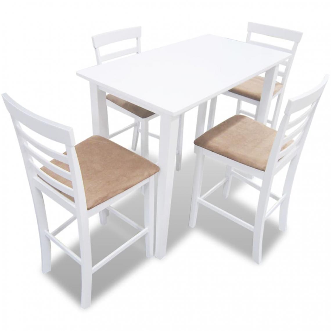 Chunhelife - Set table et 4 chaises de bar en bois coloris blanc - Tables à manger