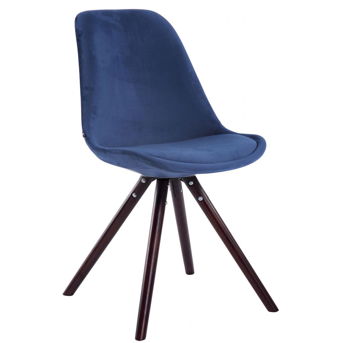 Icaverne - Moderne Chaise visiteur ronde en velours reference Katmandou cappuccino couleur bleu - Chaises
