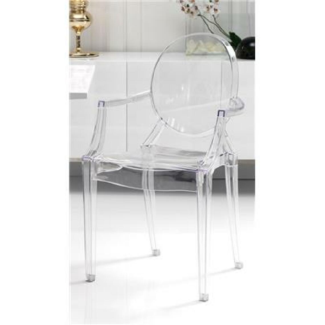 Kasalinea - Chaise design transparente avec accoudoirs ESMAR 2, lot de 4-L 56,5 x P 54 x H 92 cm- Transparent - Chaises