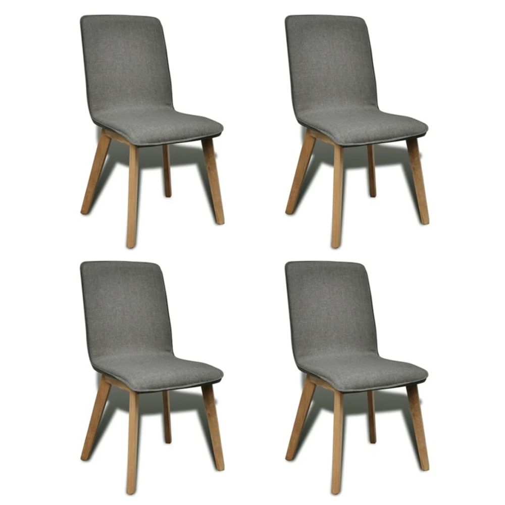 Vidaxl - vidaXL 4pcs Chaises de salle à manger Gris clair Tissu et chêne massif - Chaises