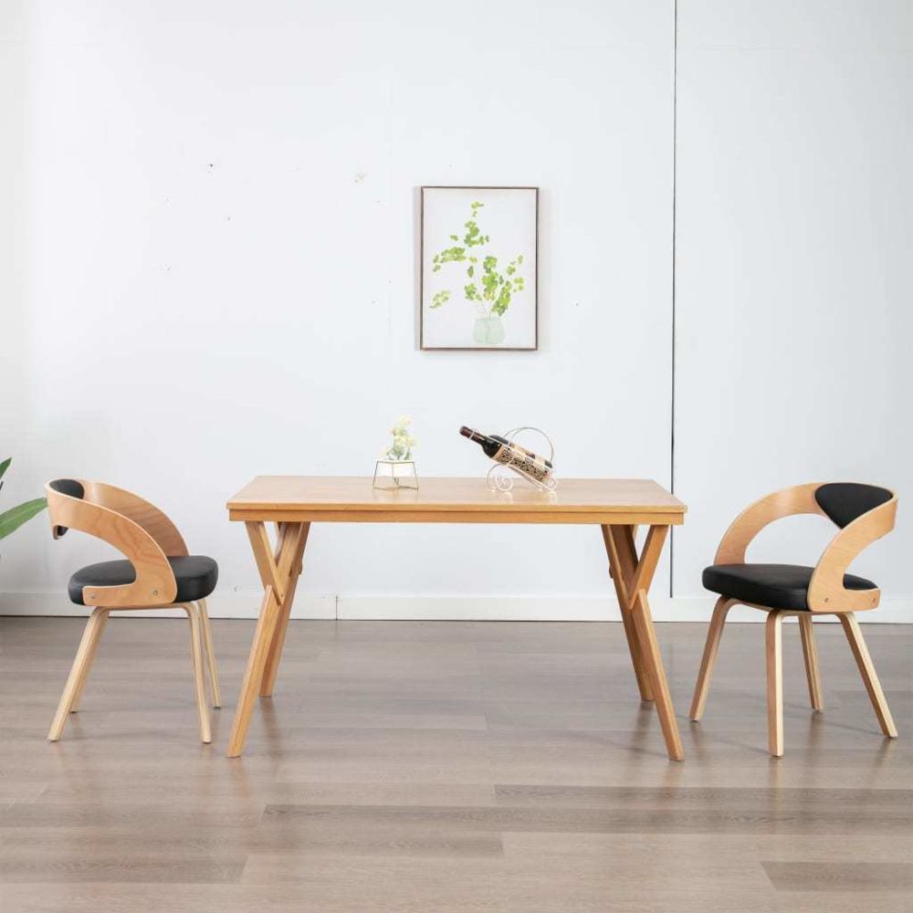 marque generique - Esthetique Fauteuils et chaises serie Bamako Chaises de salle à manger 2 pcs Noir Bois courbé et similicuir - Chaises