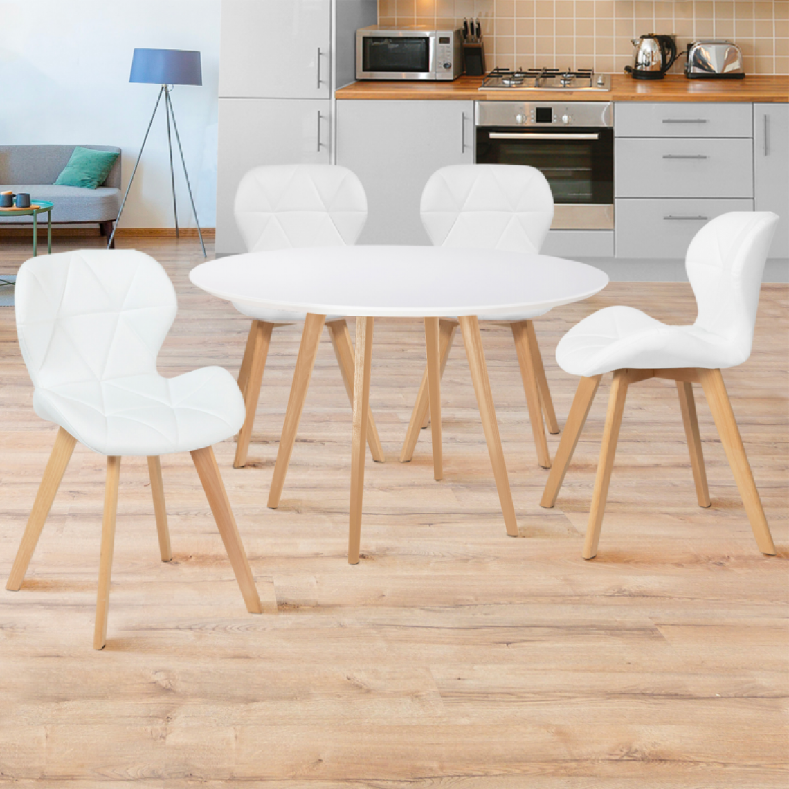 Idmarket - Lot de 4 chaises ROBINE blanches pour salle à manger - Chaises