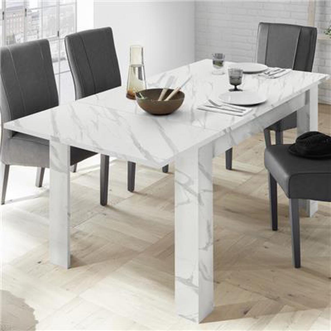 Nouvomeuble - Table extensible 180 cm effet marbre blanc ICELAND - Tables à manger