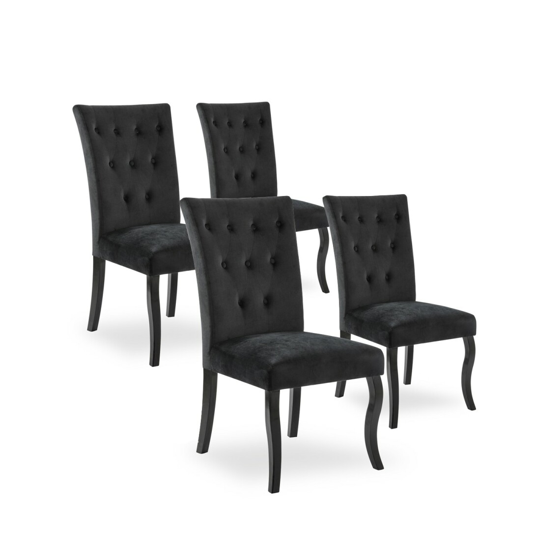 marque generique - Lot de 4 chaises capitonnées Chaza Velours Noir - Chaises