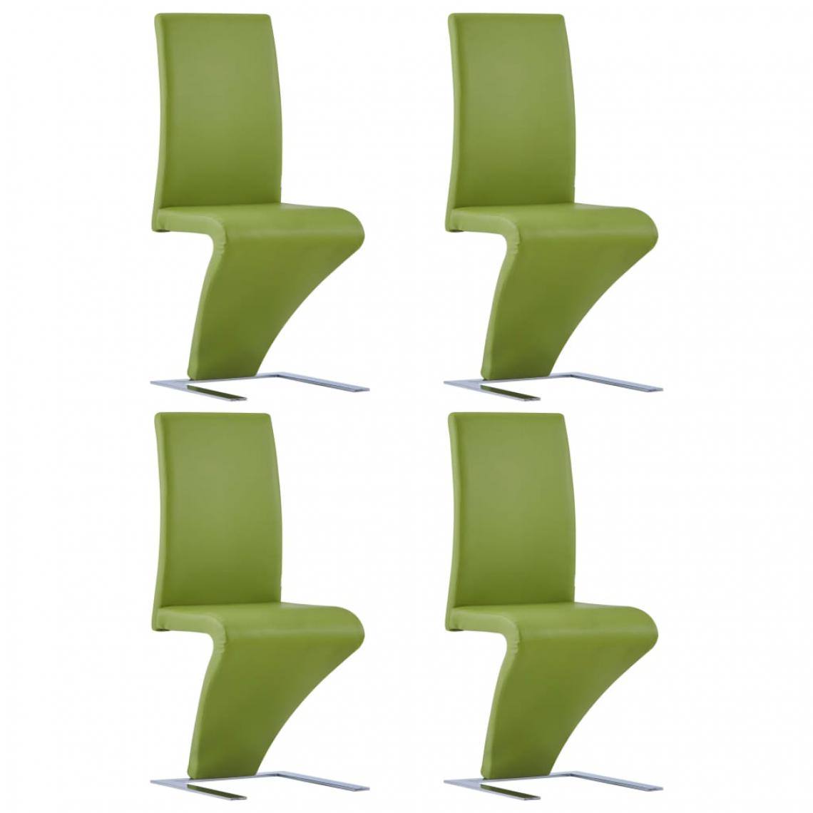 Chunhelife - Chaises à dîner avec forme de zigzag 4 pcs Vert Similicuir - Chaises