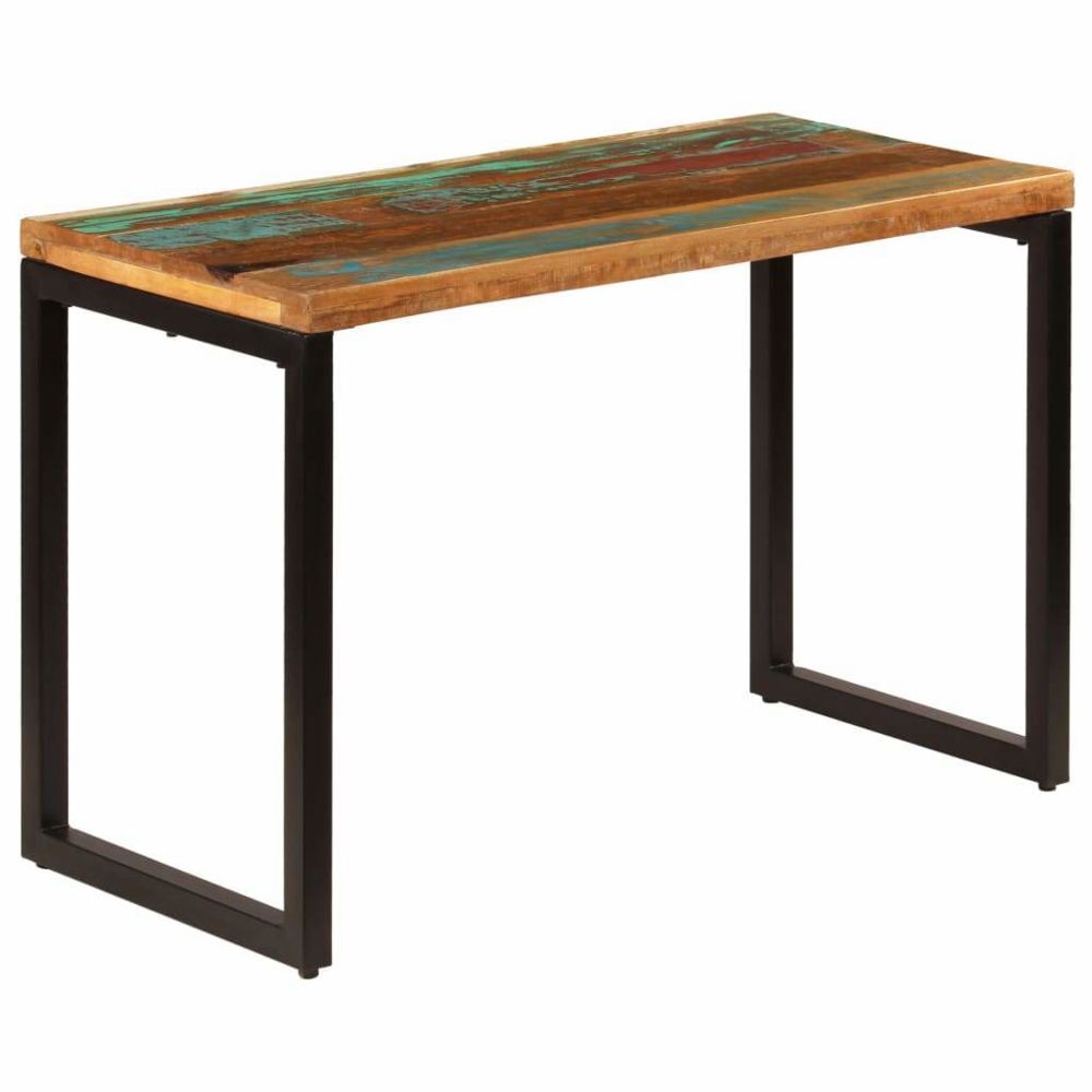 Helloshop26 - Table de salon salle à manger dîner design 115 cm bois de récupération solide et acier 0902271 - Tables à manger