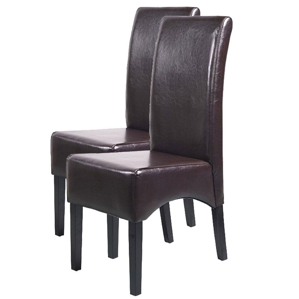 Mendler - Lot de 2 chaises Latina, salle à manger, cuir reconstitué ~ marron, pieds foncés - Chaises