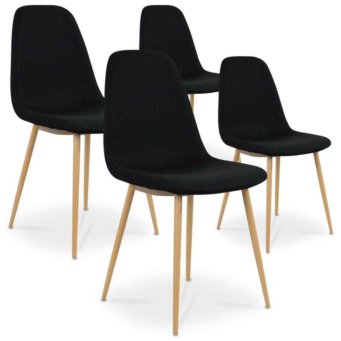 marque generique - Lot de 4 chaises scandinaves Bali tissu Noir - Chaises