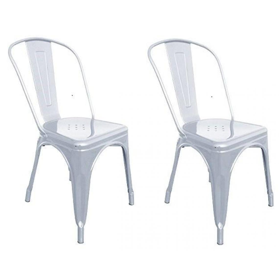 Decoshop26 - Lot de 2 chaises de salle à manger style industriel factory métal gris CDS09002 - Chaises