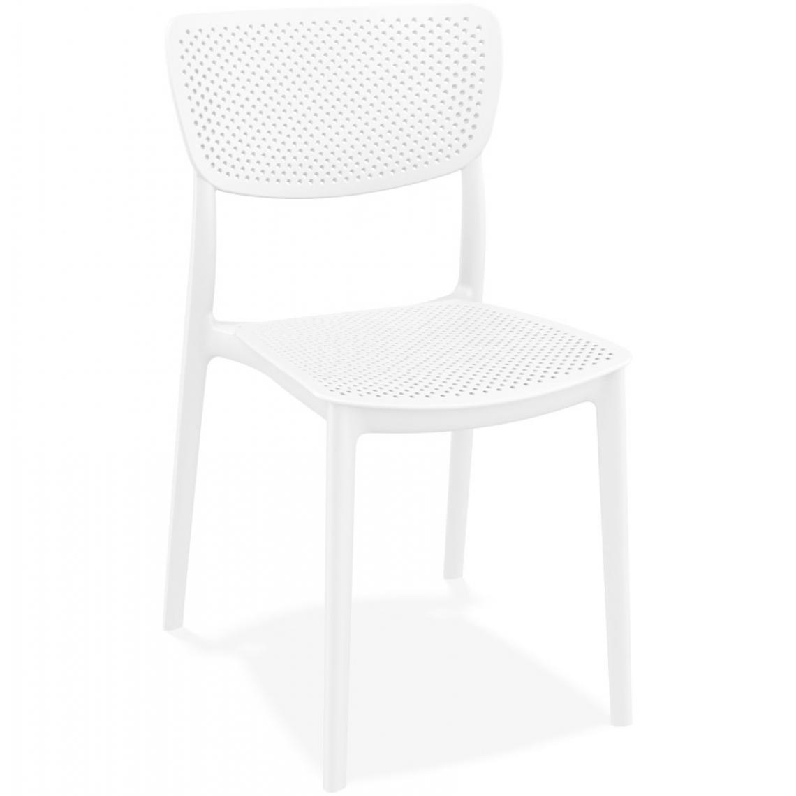 Alterego - Chaise de terrasse perforée 'PALMA' en matière plastique blanche - Chaises