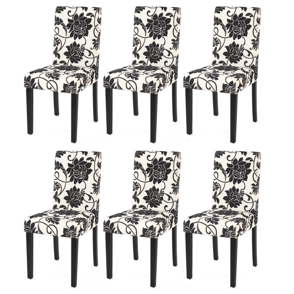 Mendler - Lot de 6 chaises de séjour Littau, tissu jacquard, pieds foncés - Chaises