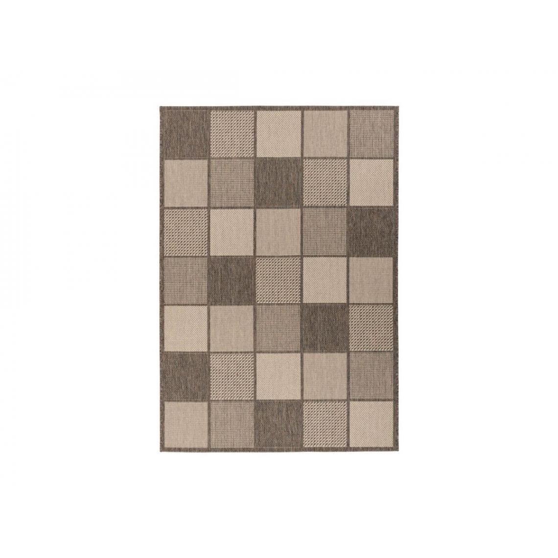 Bobochic - BOBOCHIC Tapis poil court rectangulaire YAKURA motif carreaux Beige 80x150 - Tapis