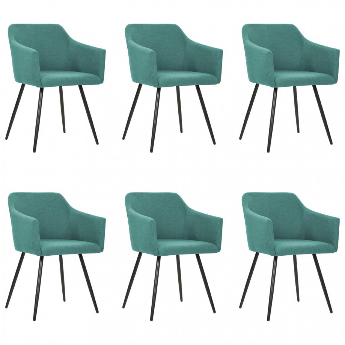 Icaverne - Joli Fauteuils et chaises categorie Banjul Chaises de salle à manger 6 pcs Vert Tissu - Chaises