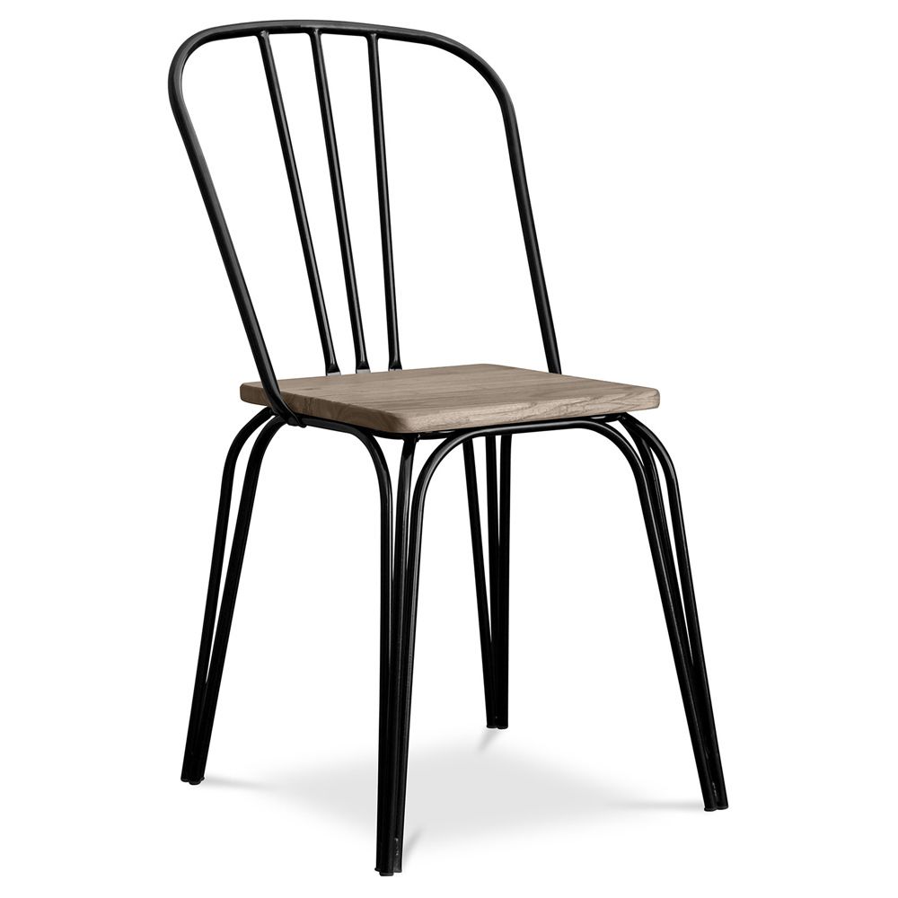Privatefloor - Chaise métal et bois style industriel - Chaises