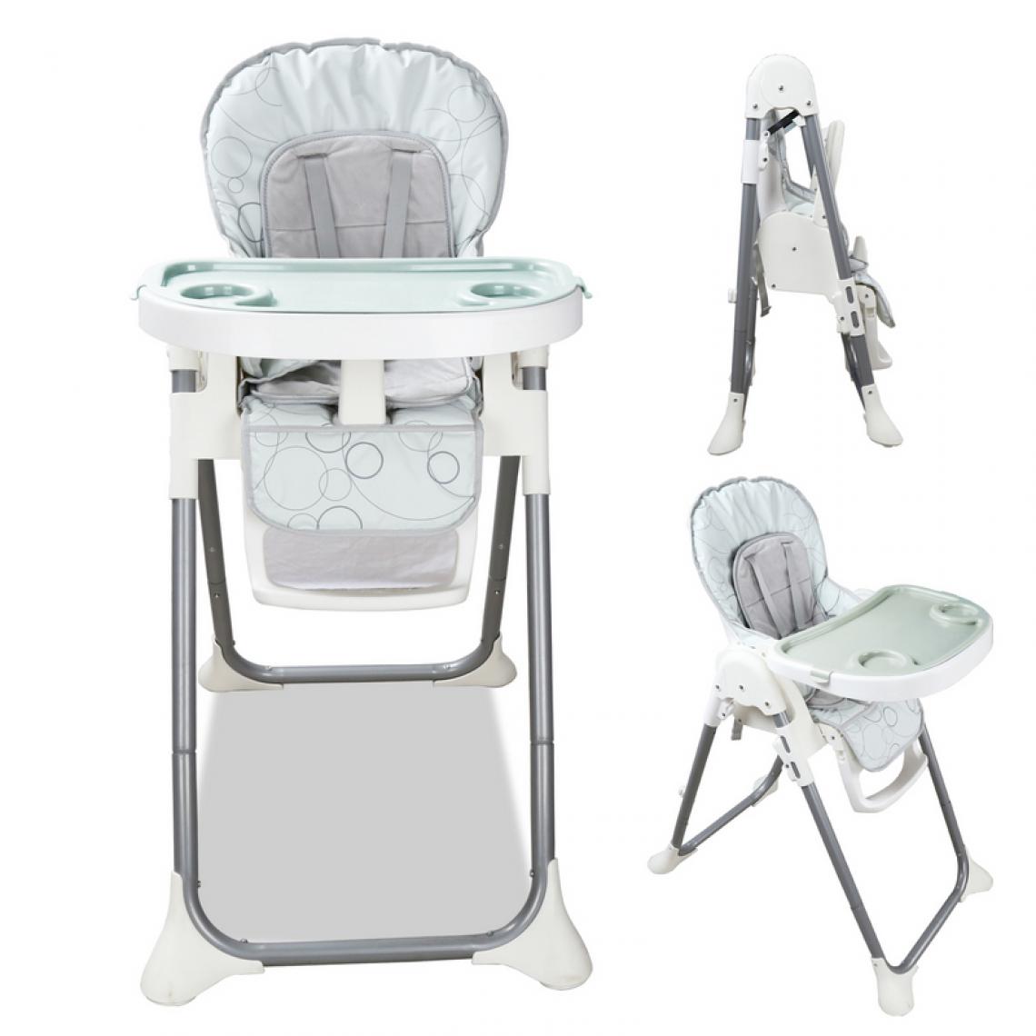 Einfeben - Chaise haute bébé, enfant pliable, réglable hauteur, dossier et tablette - gris - Chaises