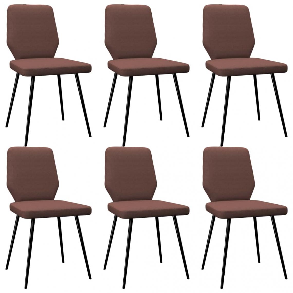 Decoshop26 - Lot de 6 chaises de salle à manger cuisine design moderne tissu marron CDS022648 - Chaises