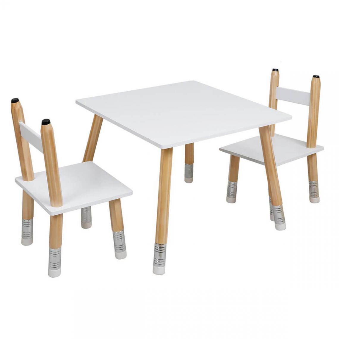 Altobuy - LAPIS - Ensemble Table et 2 Chaises Enfant Base Crayons - Tables à manger