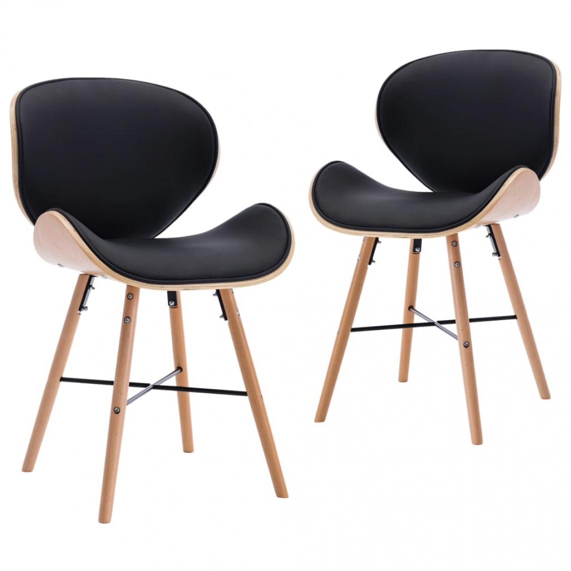 Decoshop26 - Lot de 2 chaises de salle à manger cuisine design moderne similicuir noir et bois courbé CDS020852 - Chaises