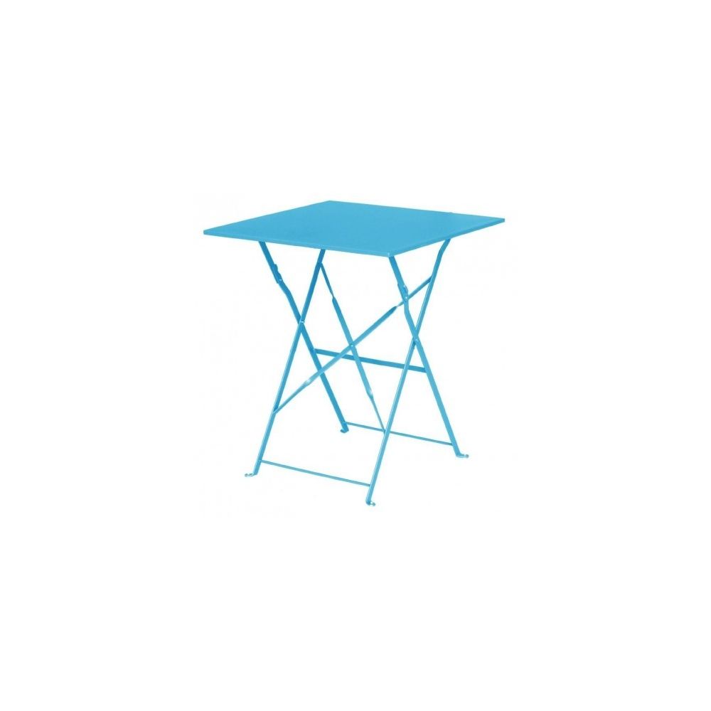 Materiel Chr Pro - Table de terrasse bleu turquoise en acier Bolero carrée 600 mm - Bleue - Tables à manger